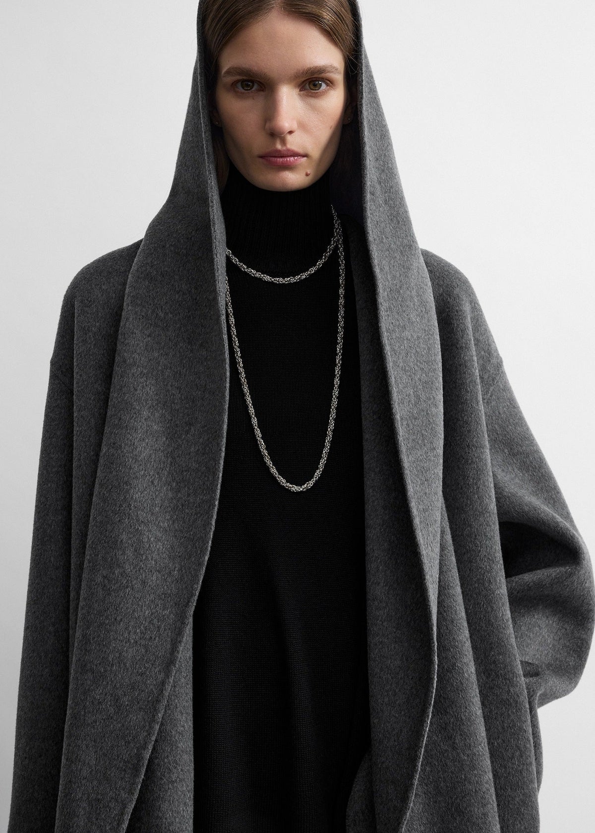 Hooded Shawl-Lapel Oversized Coat-TOTEME-Verso