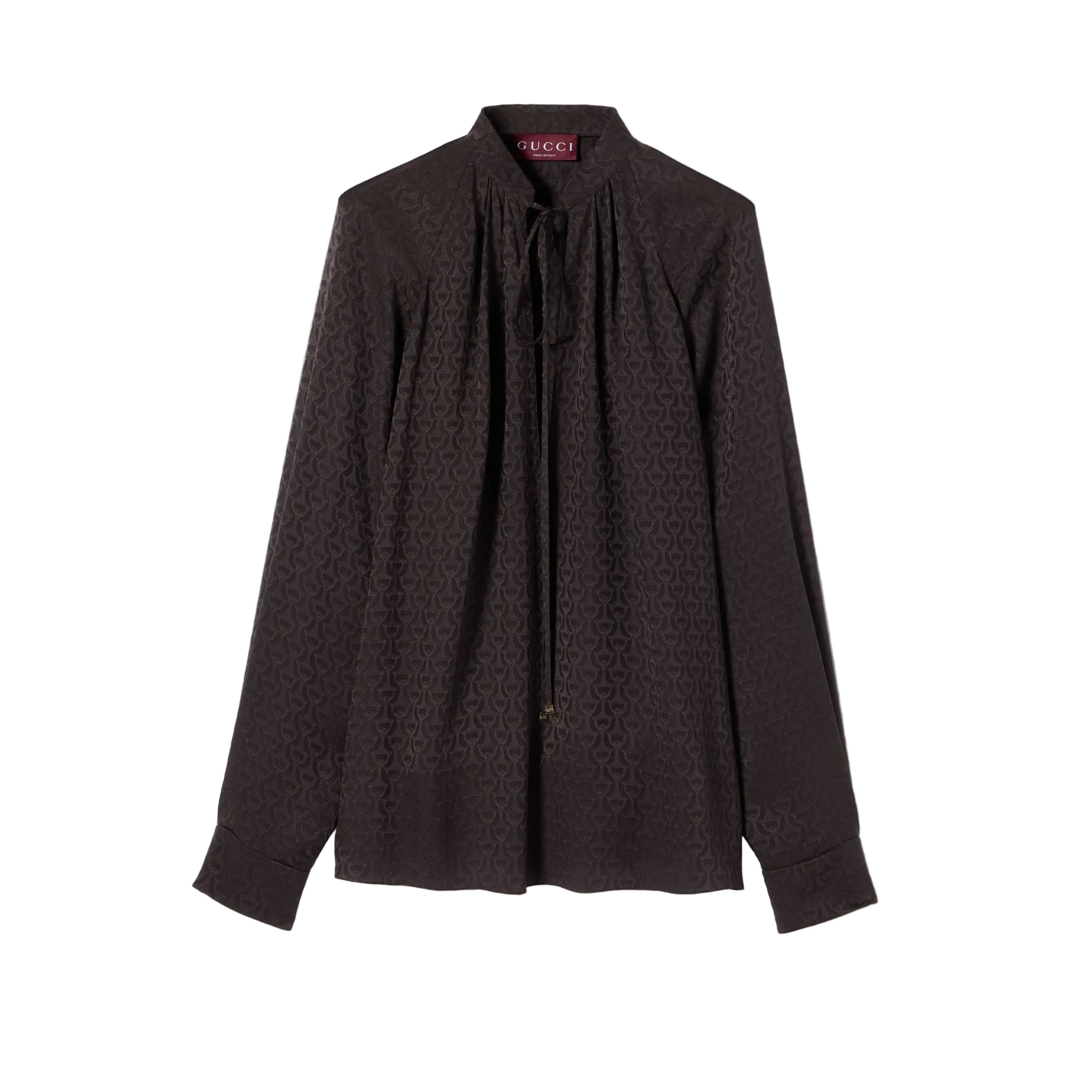 Horsebit silk jacquard shirt-GUCCI-Verso