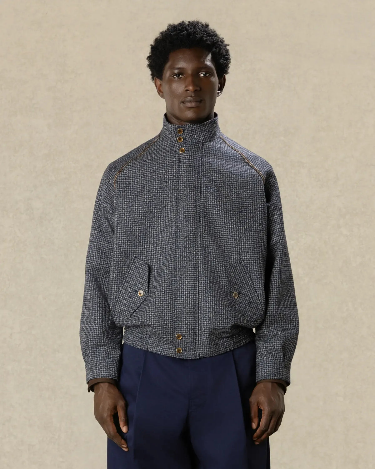 Houndstooth baracuta jacket-DRÔLE DE MONSIEUR-Verso