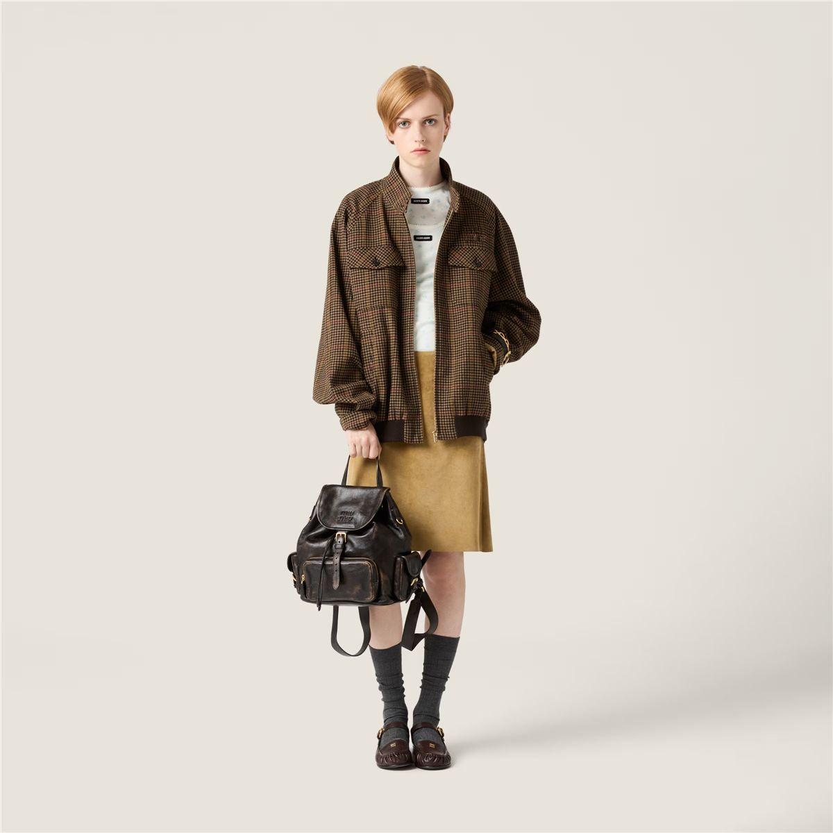 ジャケット・アウター 05aw miumiu mohair Chesterfield coat 00s Houndstooth Check Blouson Jacket
