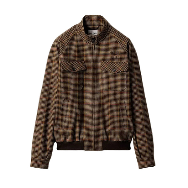 Houndstooth Check Blouson Jacket