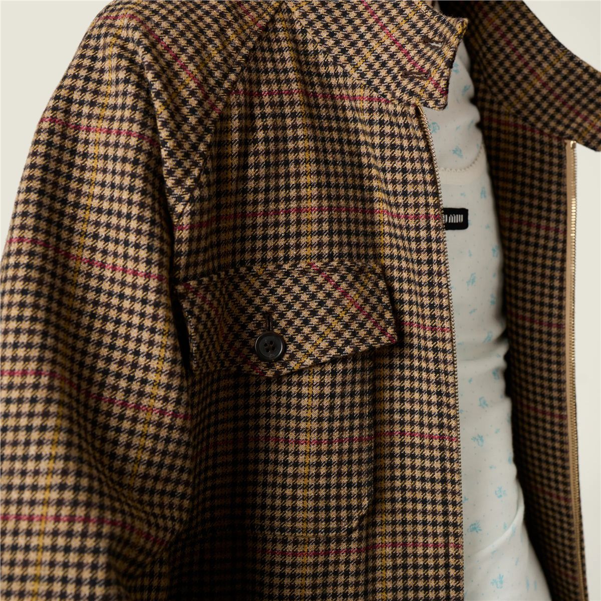 Houndstooth check blouson jacket-MIU MIU-Verso