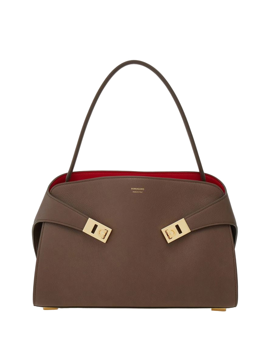 Hug soft two-tone shoulder bag (m)-FERRAGAMO-Verso