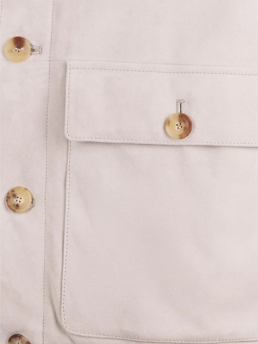 Ice grey jacket frontal buttons closure-BRUNELLO CUCINELLI-Verso