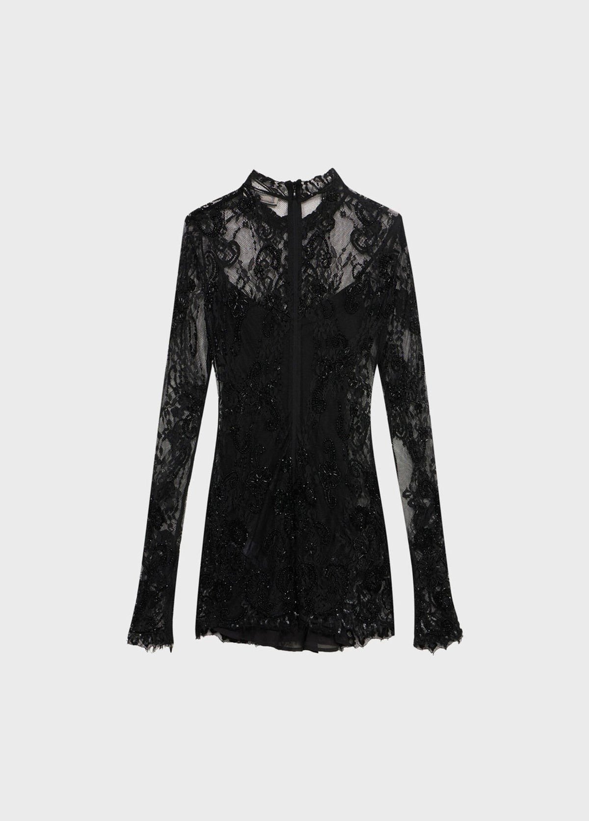 Short Lace Dress with Embroidery-BLUMARINE-Verso