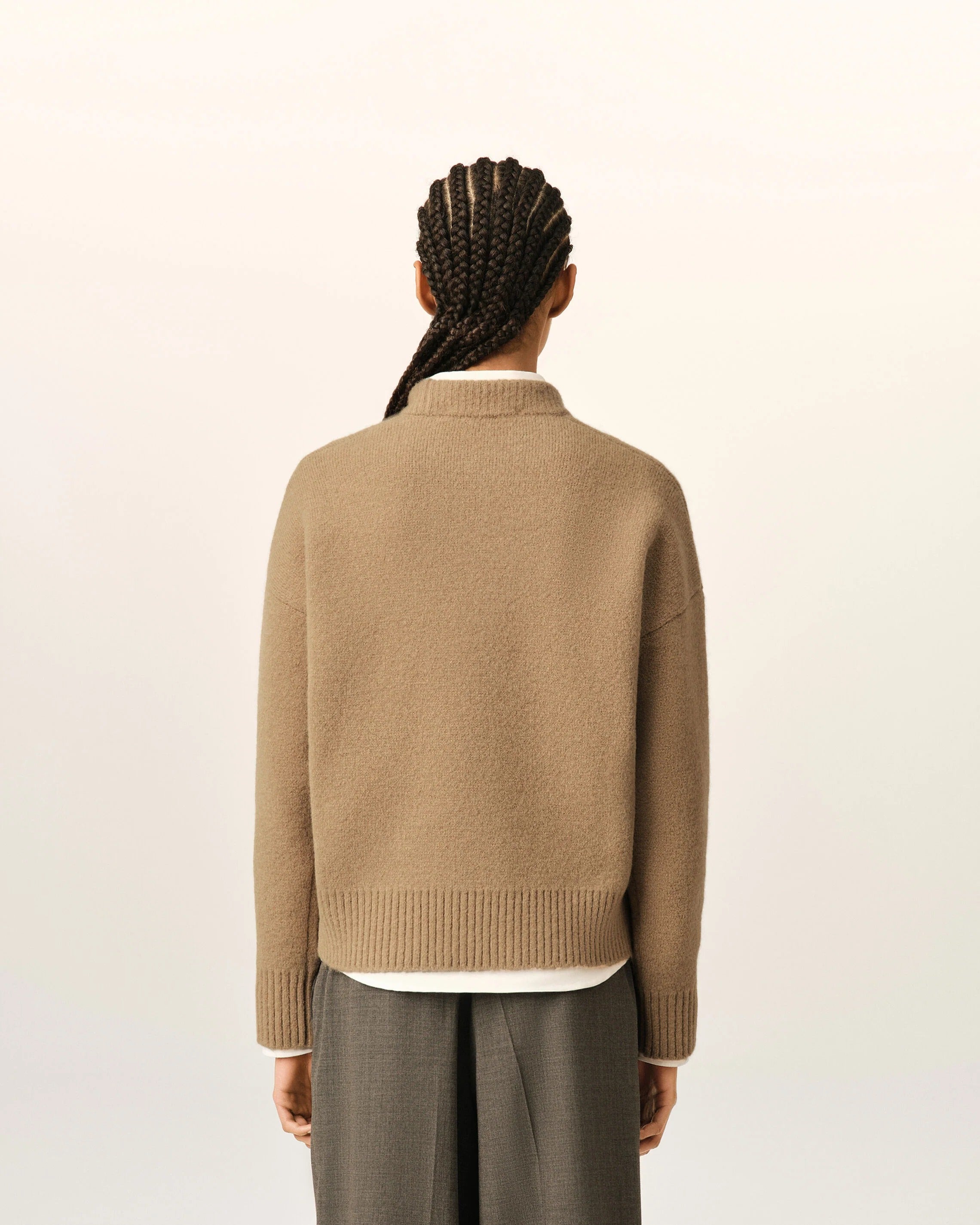 Crewneck alpaca sweater with ami de coeur-AMI-Verso