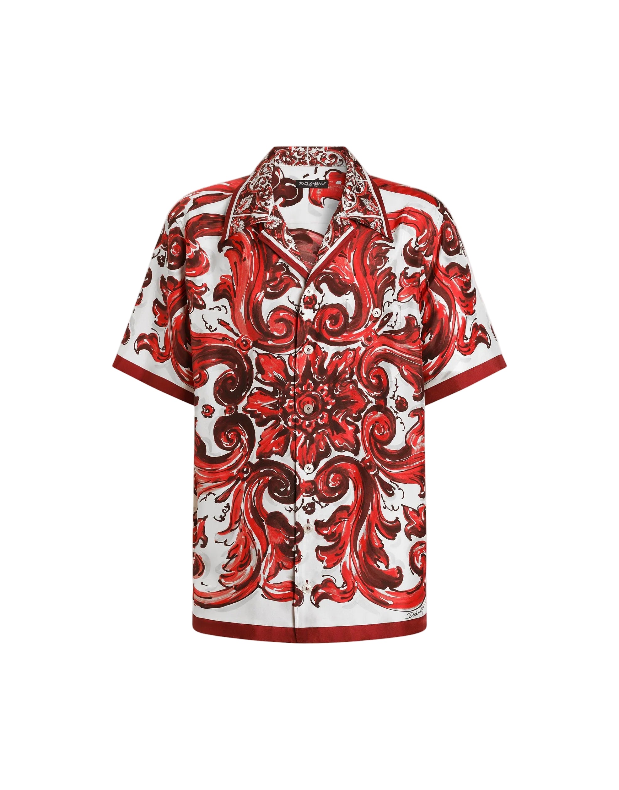 Majolica-print silk twill hawaii shirt