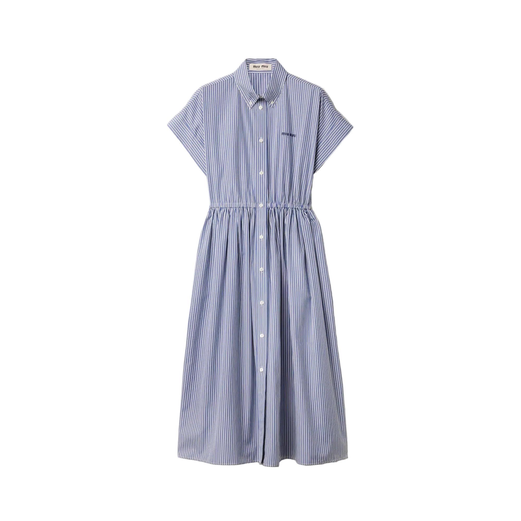 Vertical stripe poplin midi-dress