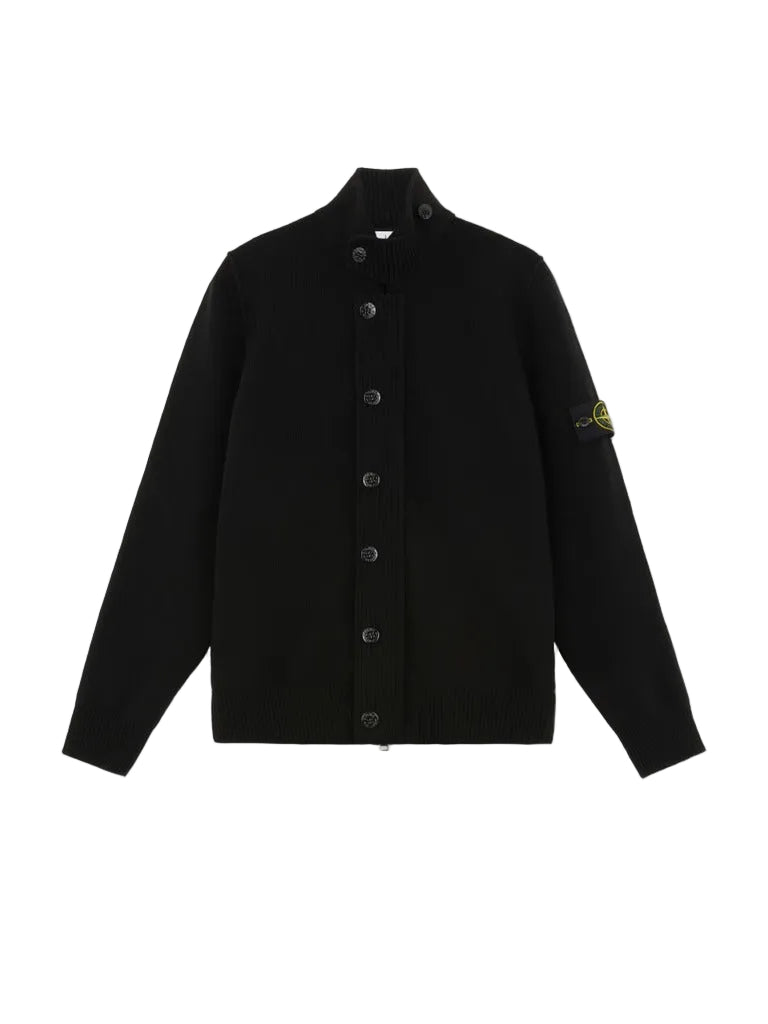 Button-up jumper with felt trims-STONE ISLAND-Verso