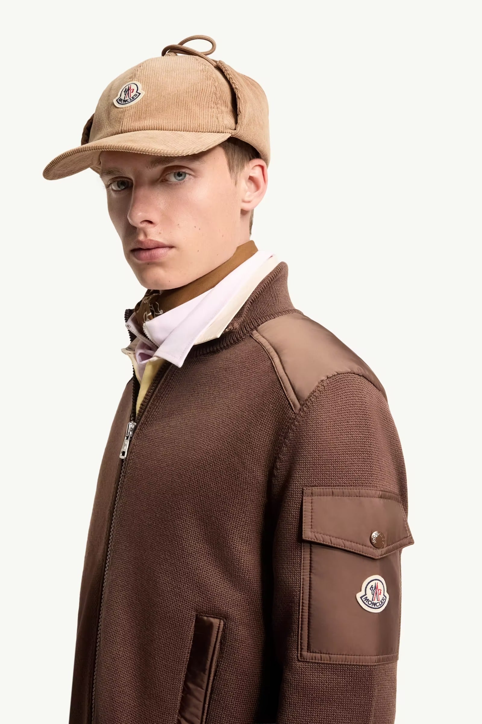 Padded wool zip-up cardigan-MONCLER-Verso