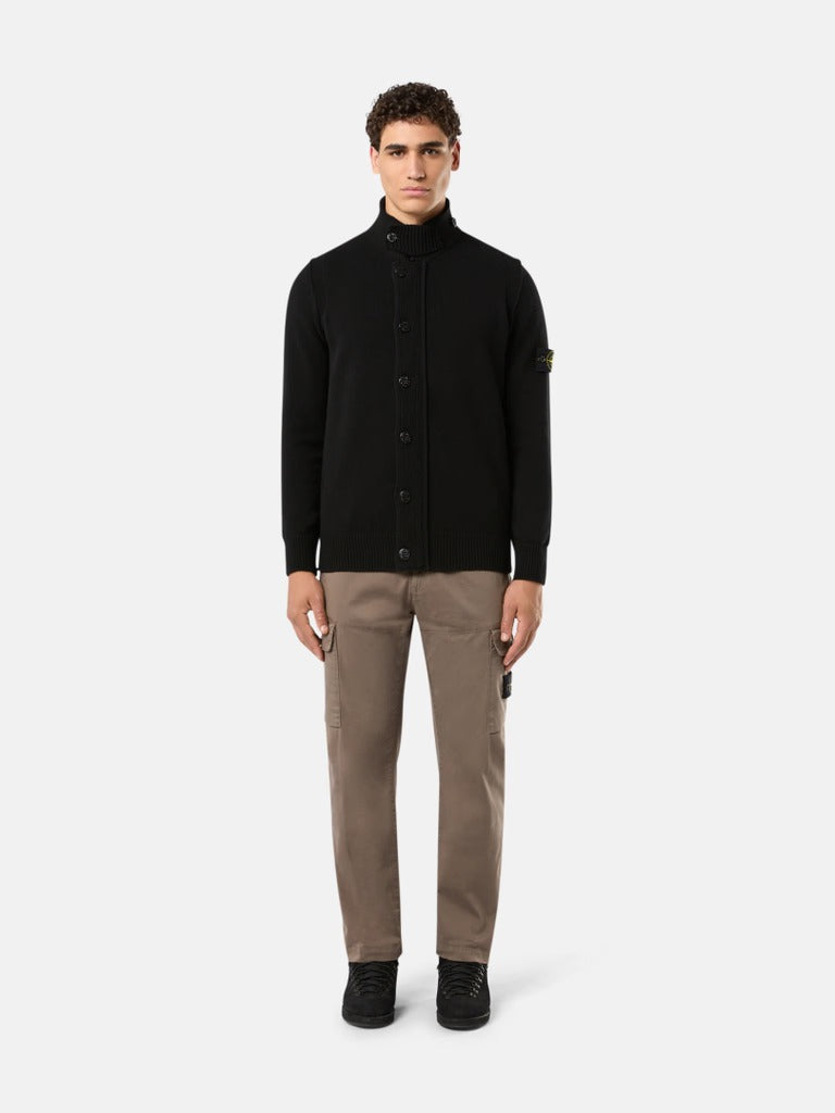 Button-up jumper with felt trims-STONE ISLAND-Verso