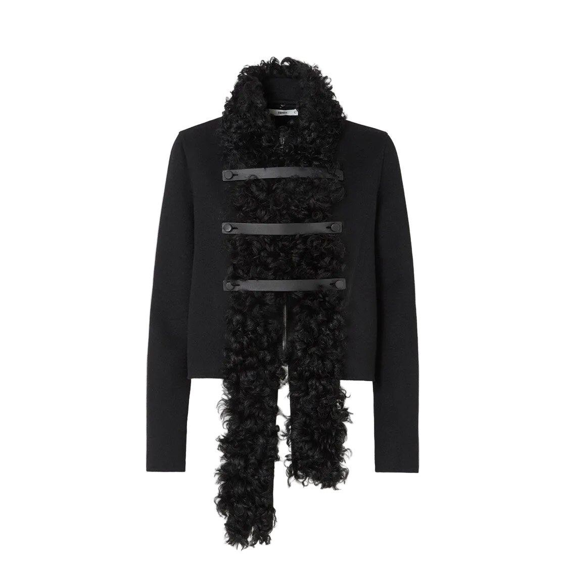 Black wool and shearling blouson