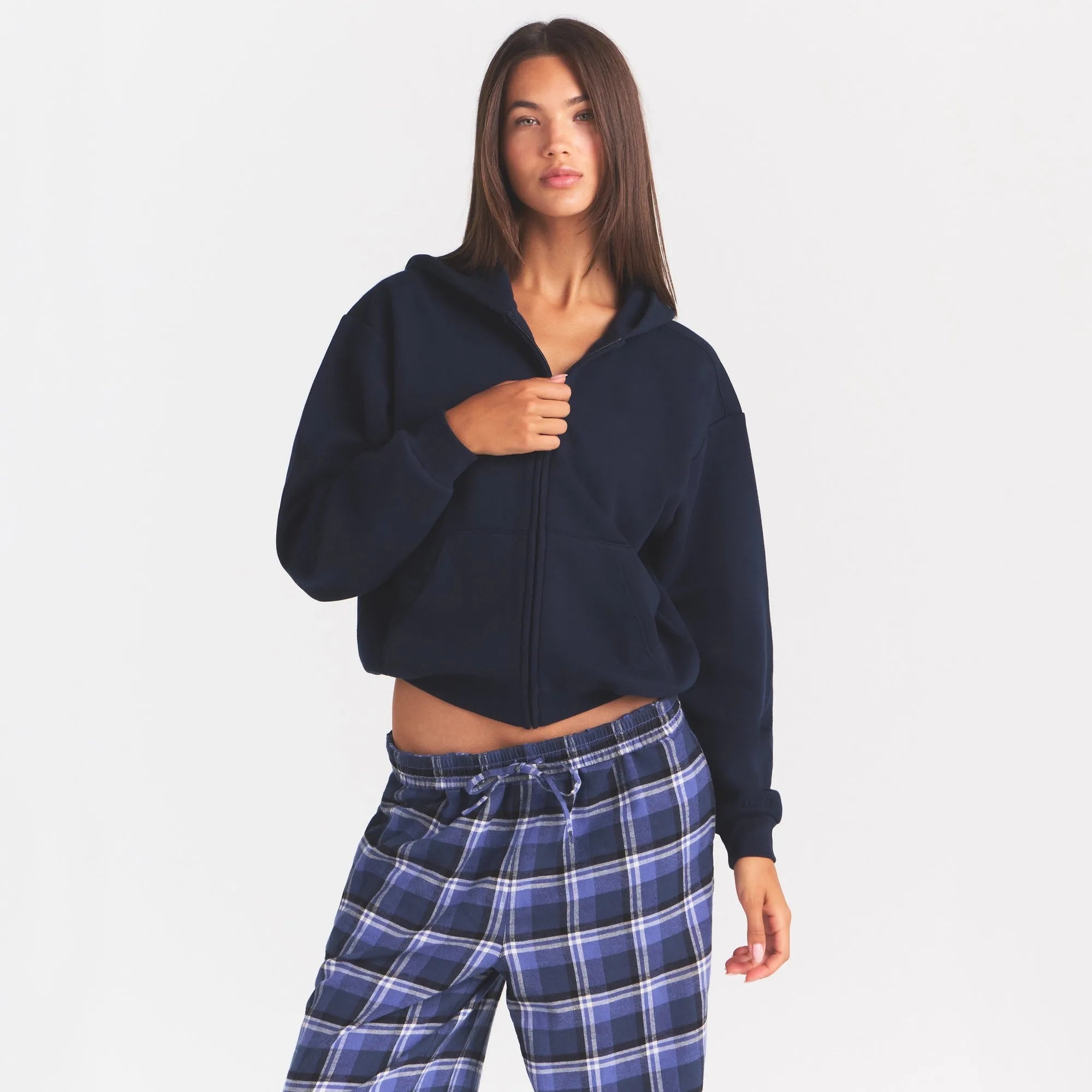 Cotton fleece classic zip up hoodie-SKIMS-Verso