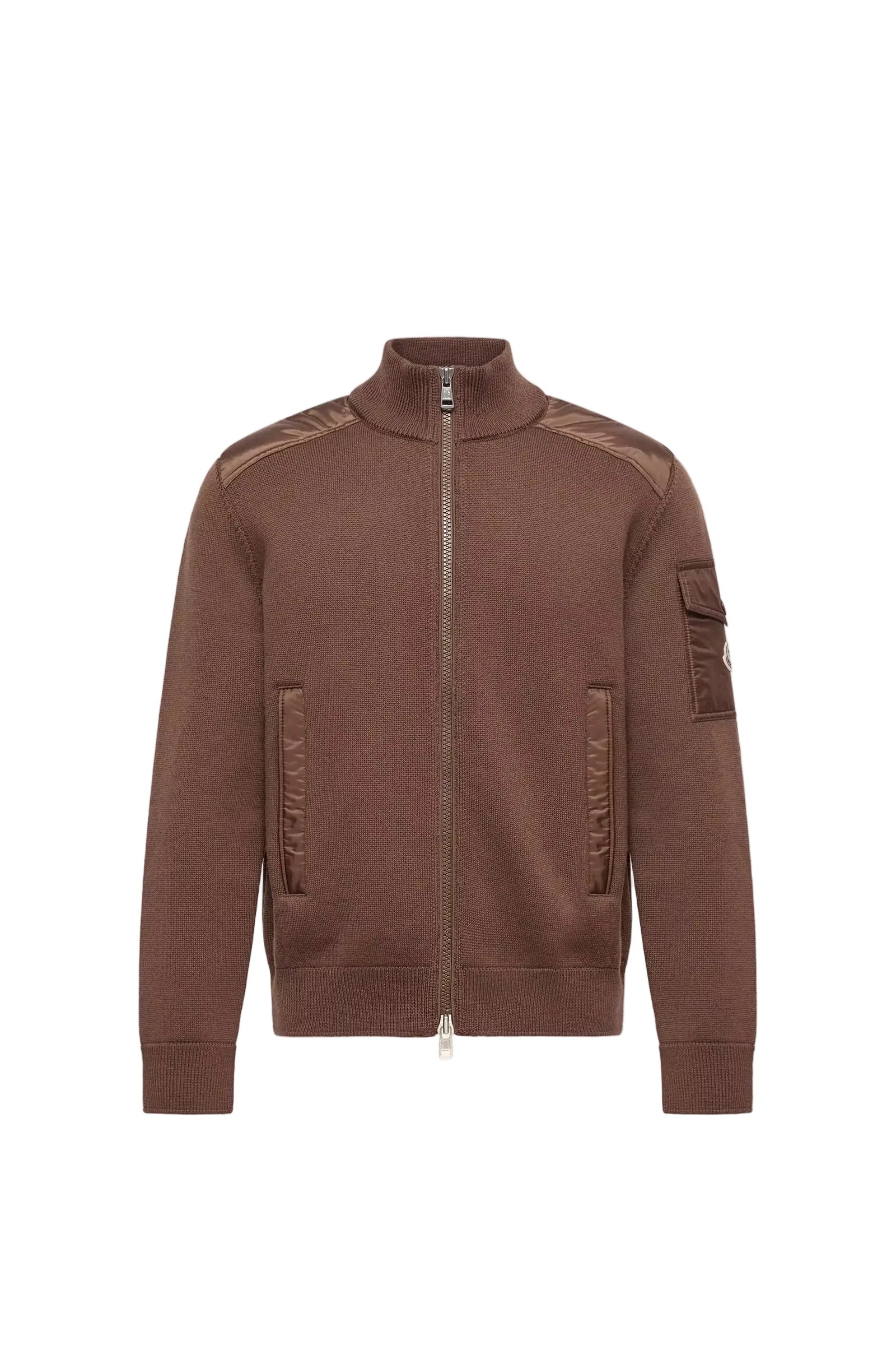 Padded wool zip-up cardigan-MONCLER-Verso