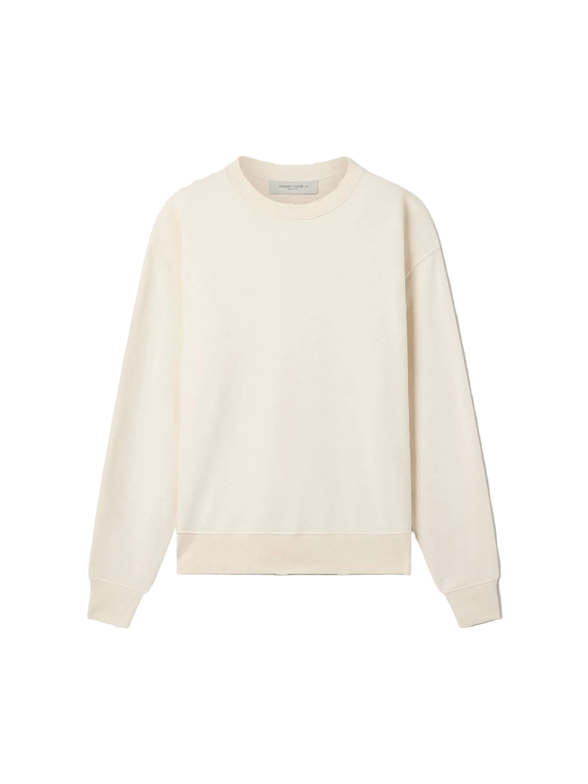 Sweatshirt in Aged White with Reverse Logo on the Back-GOLDEN GOOSE-Verso