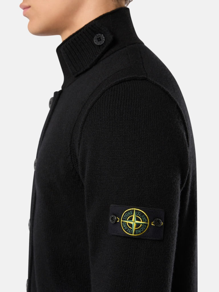 Button-up jumper with felt trims-STONE ISLAND-Verso
