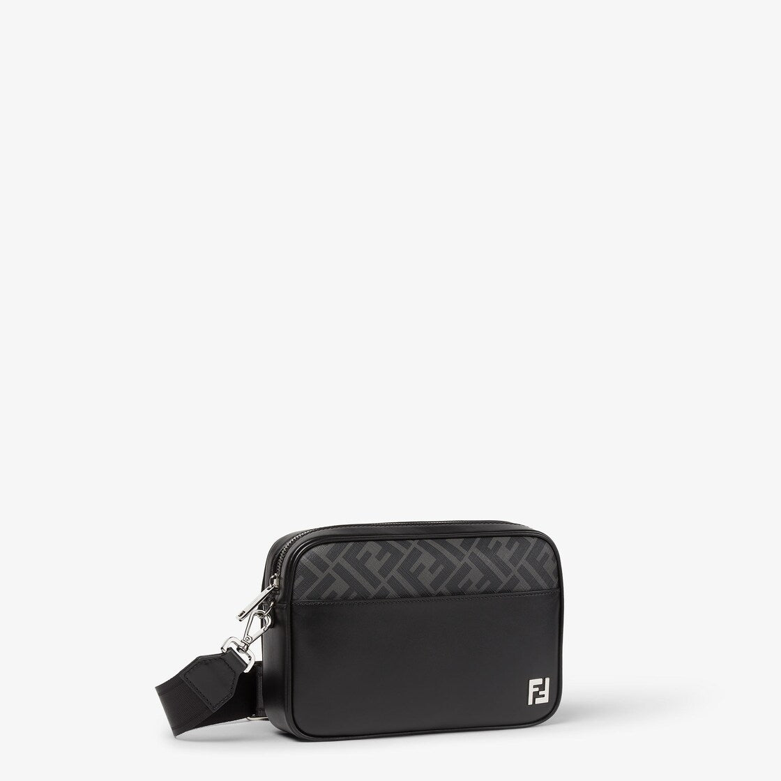 Black leather and black ff canvas bag