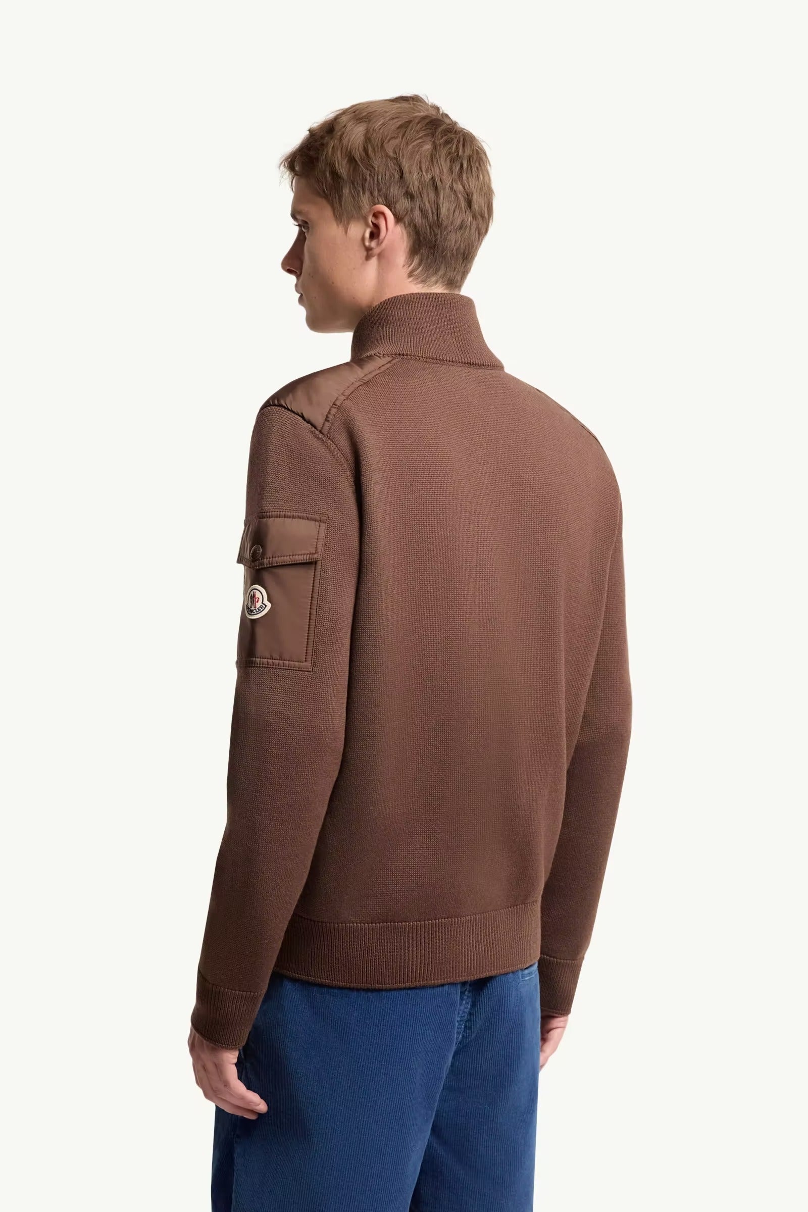 Padded wool zip-up cardigan-MONCLER-Verso