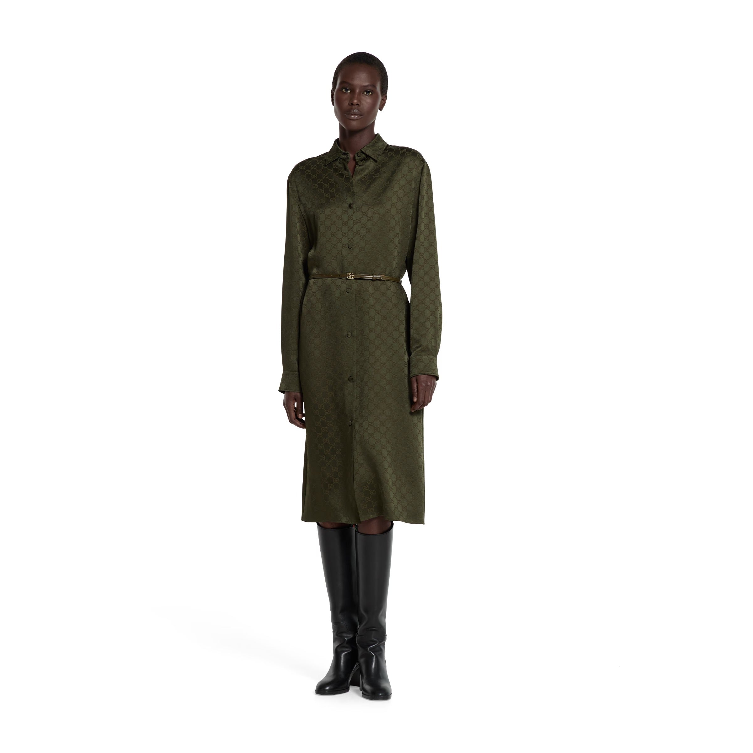 Gg satin shirt dress