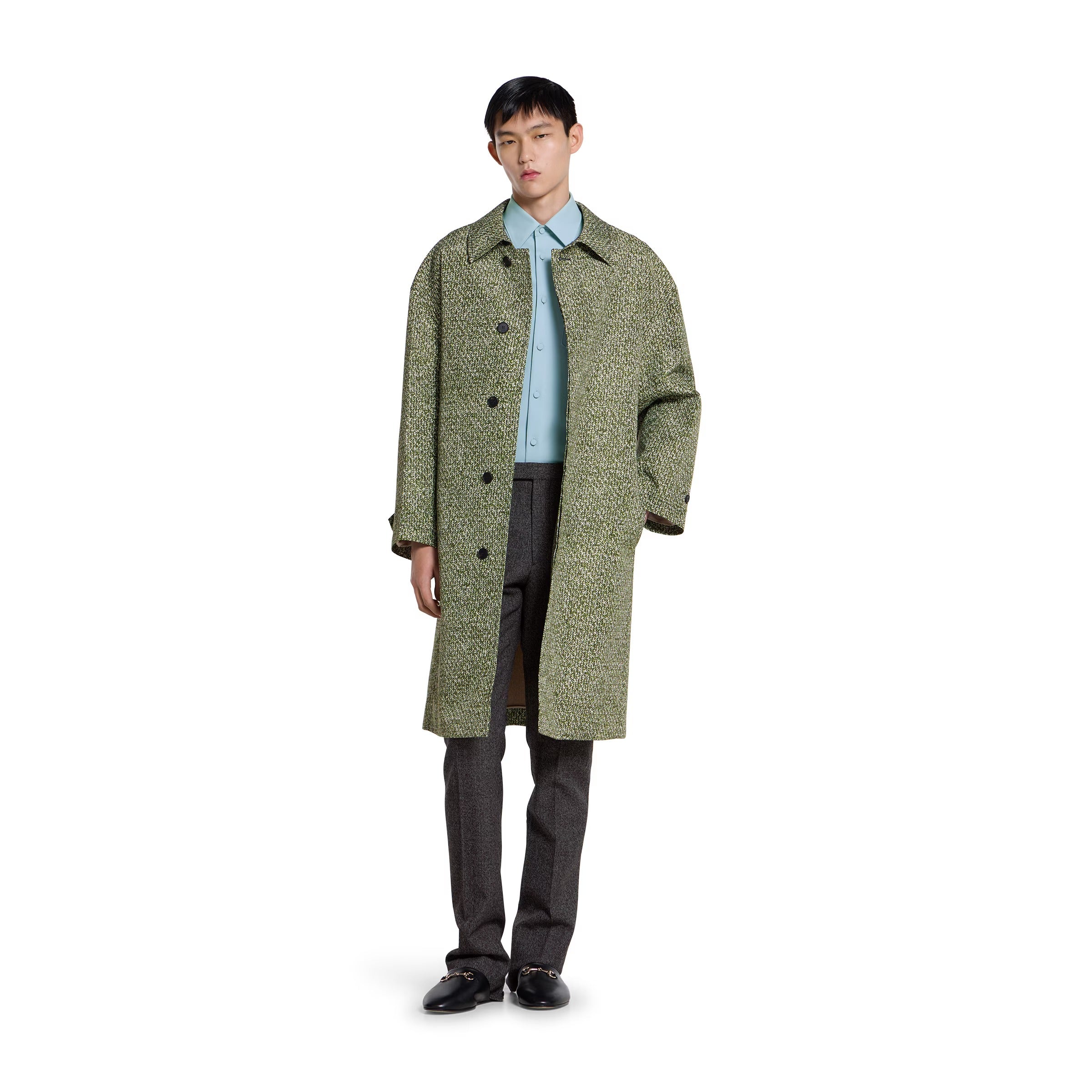 Polyester twill shirt with horsebit