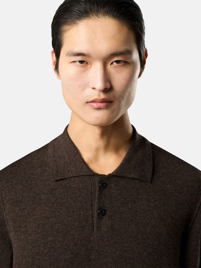 Loose-fit polo collar jumper with button placket-STONE ISLAND-Verso