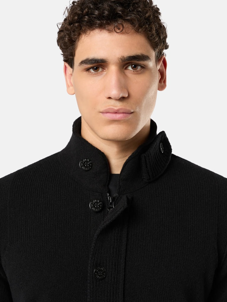Button-up jumper with felt trims-STONE ISLAND-Verso