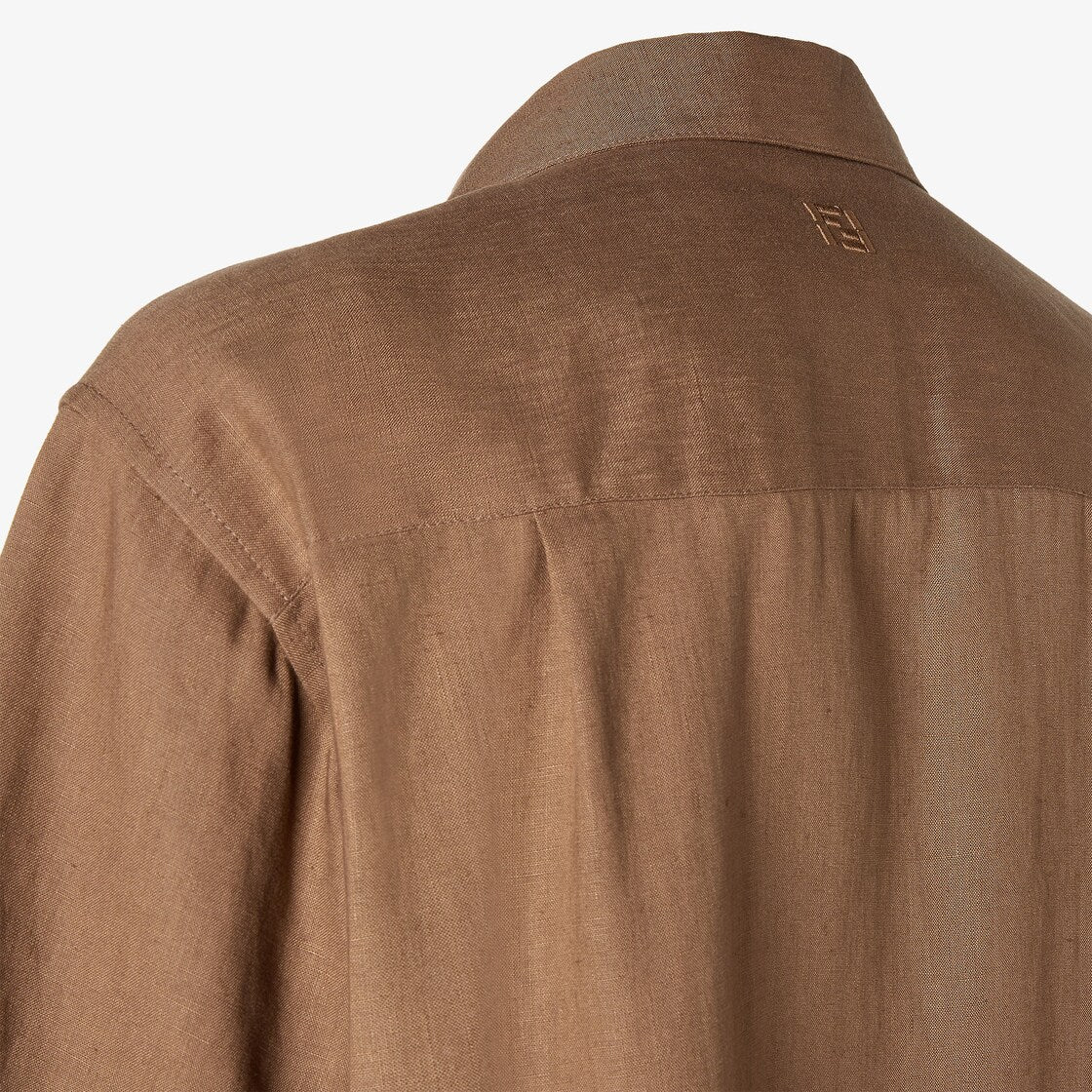 Light Brown Linen Shirt-FENDI-Verso