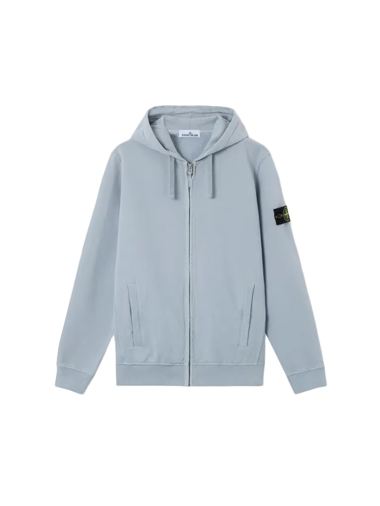 Regular-fit zip-up hooded sweatshirt with ribbed inserts-STONE ISLAND-Verso