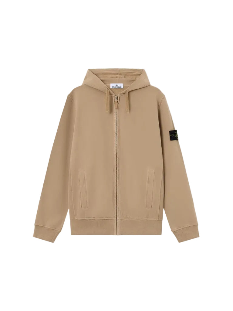 Regular-fit zip-up hooded sweatshirt with ribbed inserts