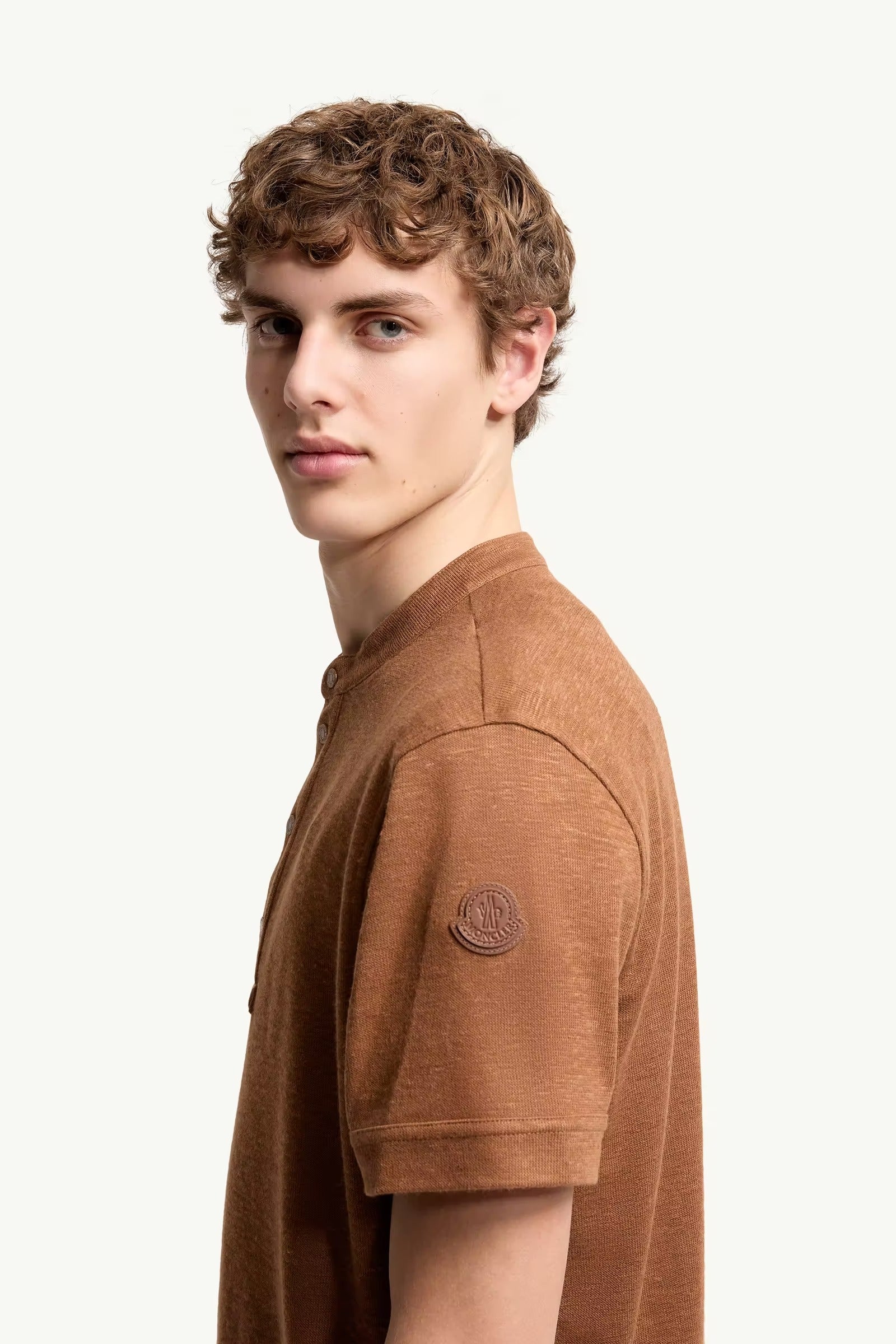 Cotton & linen blend polo shirt-MONCLER-Verso