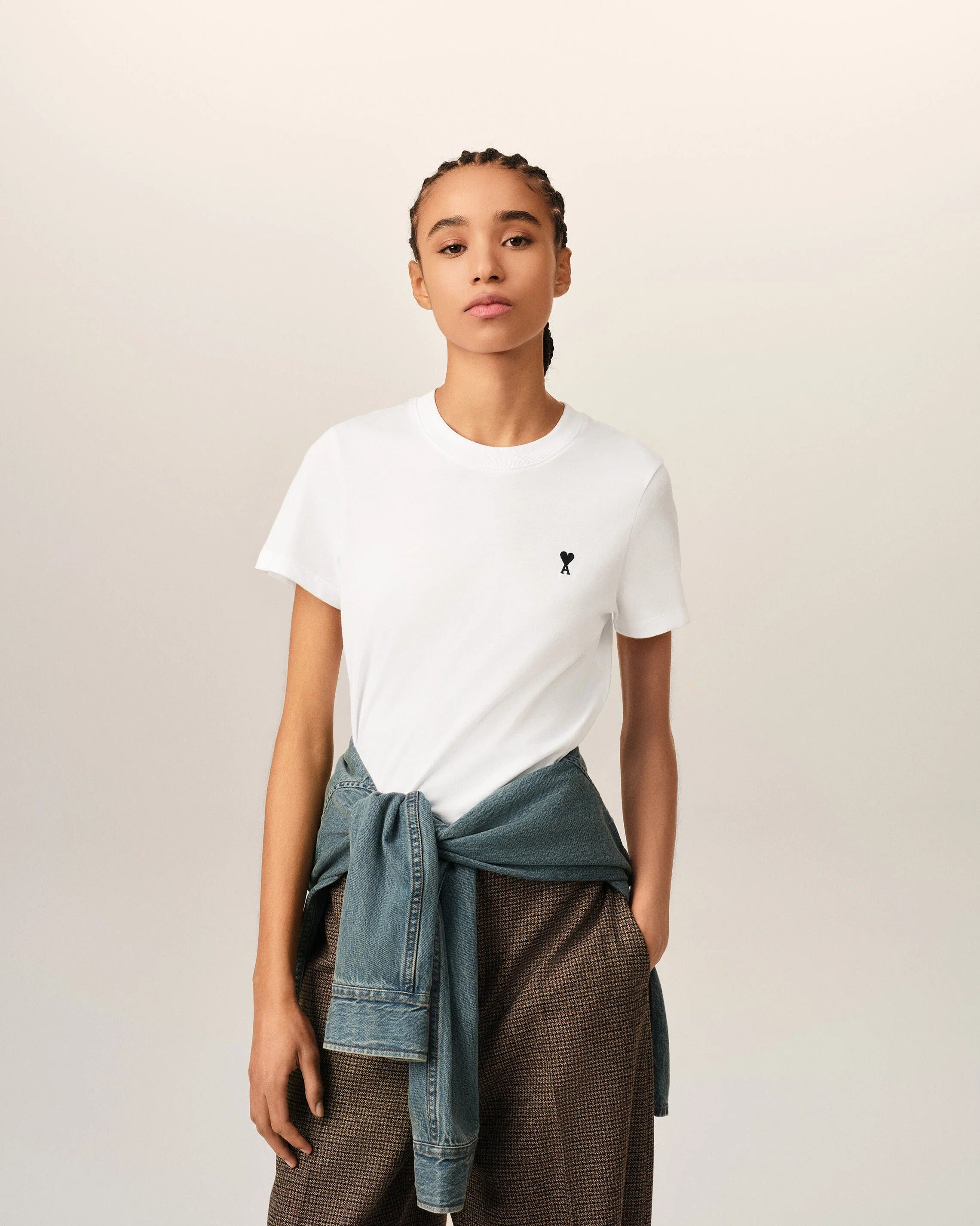 Cotton t-shirt with ami de coeur-AMI-Verso