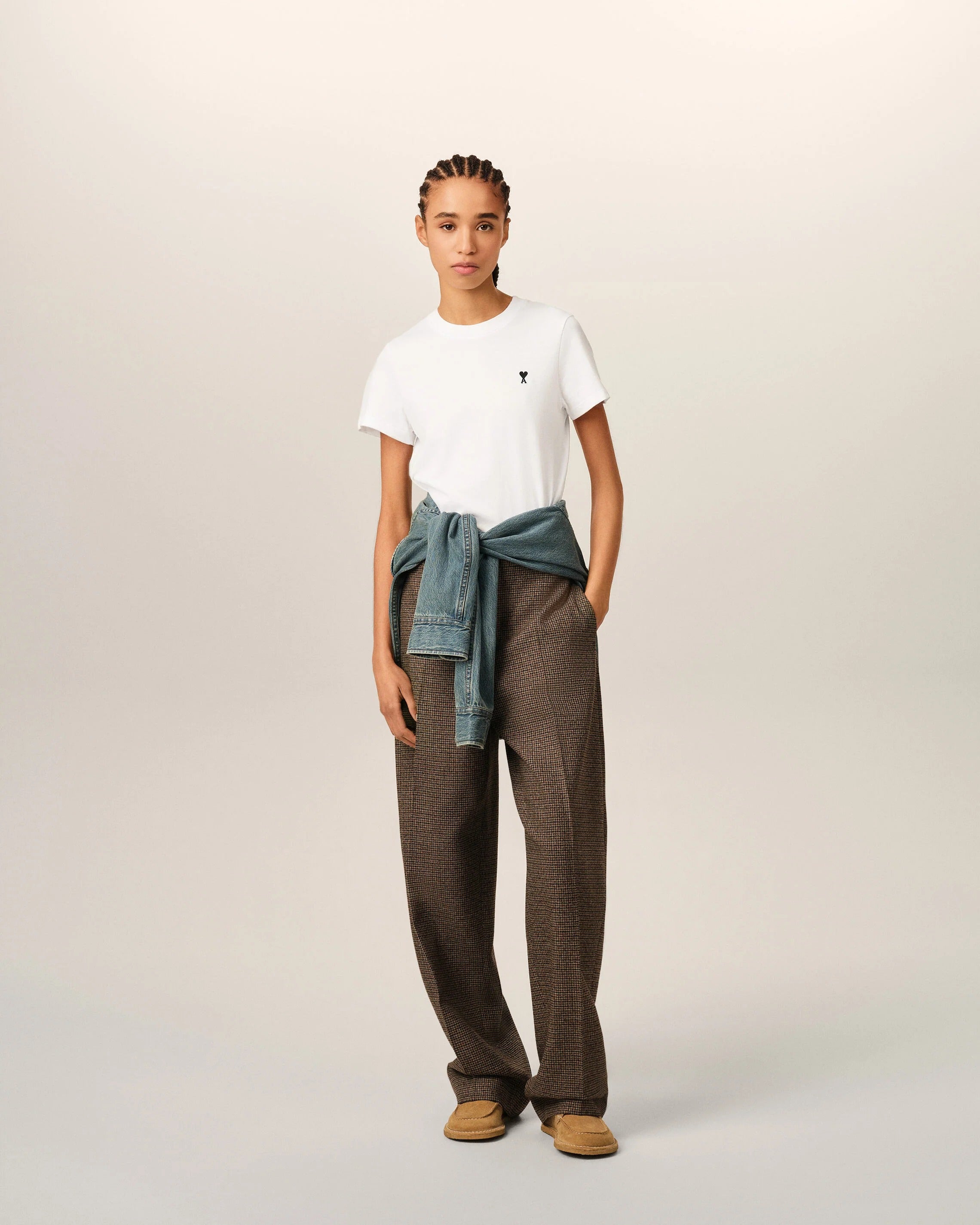 Cotton t-shirt with ami de coeur-AMI-Verso