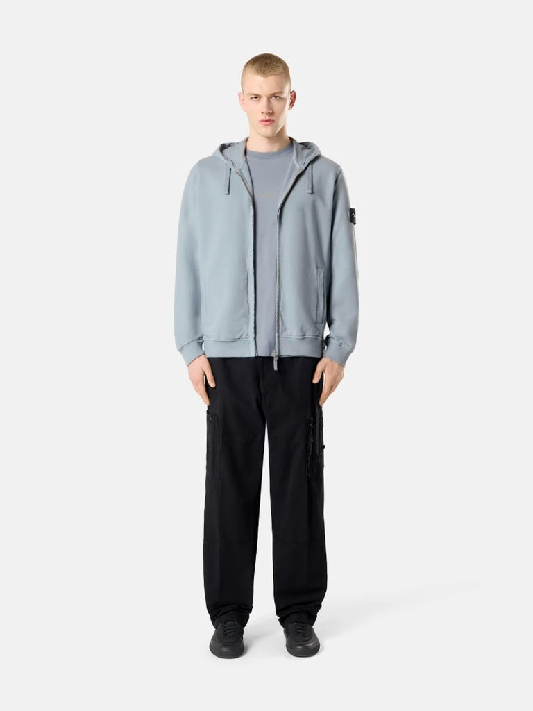 Regular-fit zip-up hooded sweatshirt with ribbed inserts-STONE ISLAND-Verso