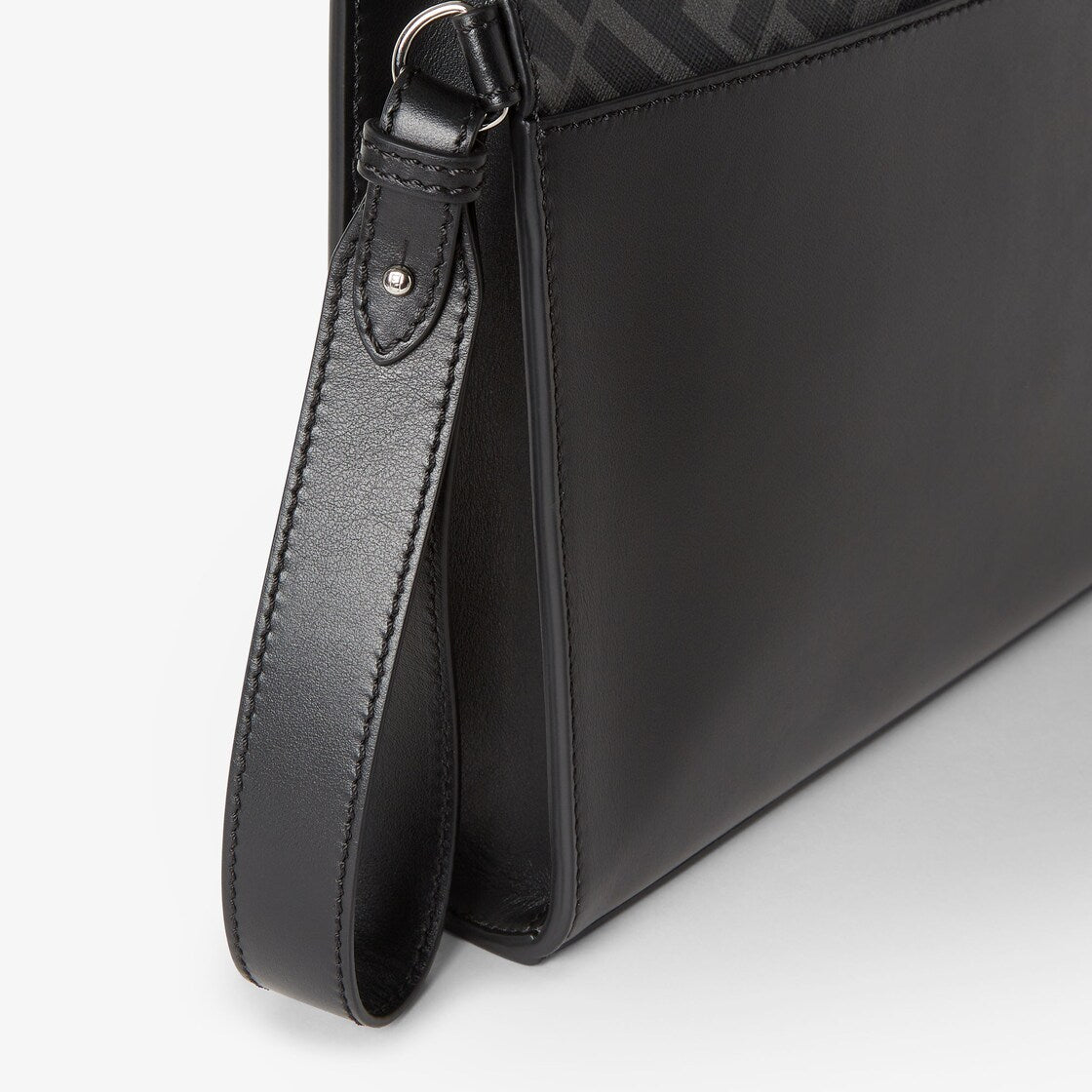 Black leather and black ff canvas pouch