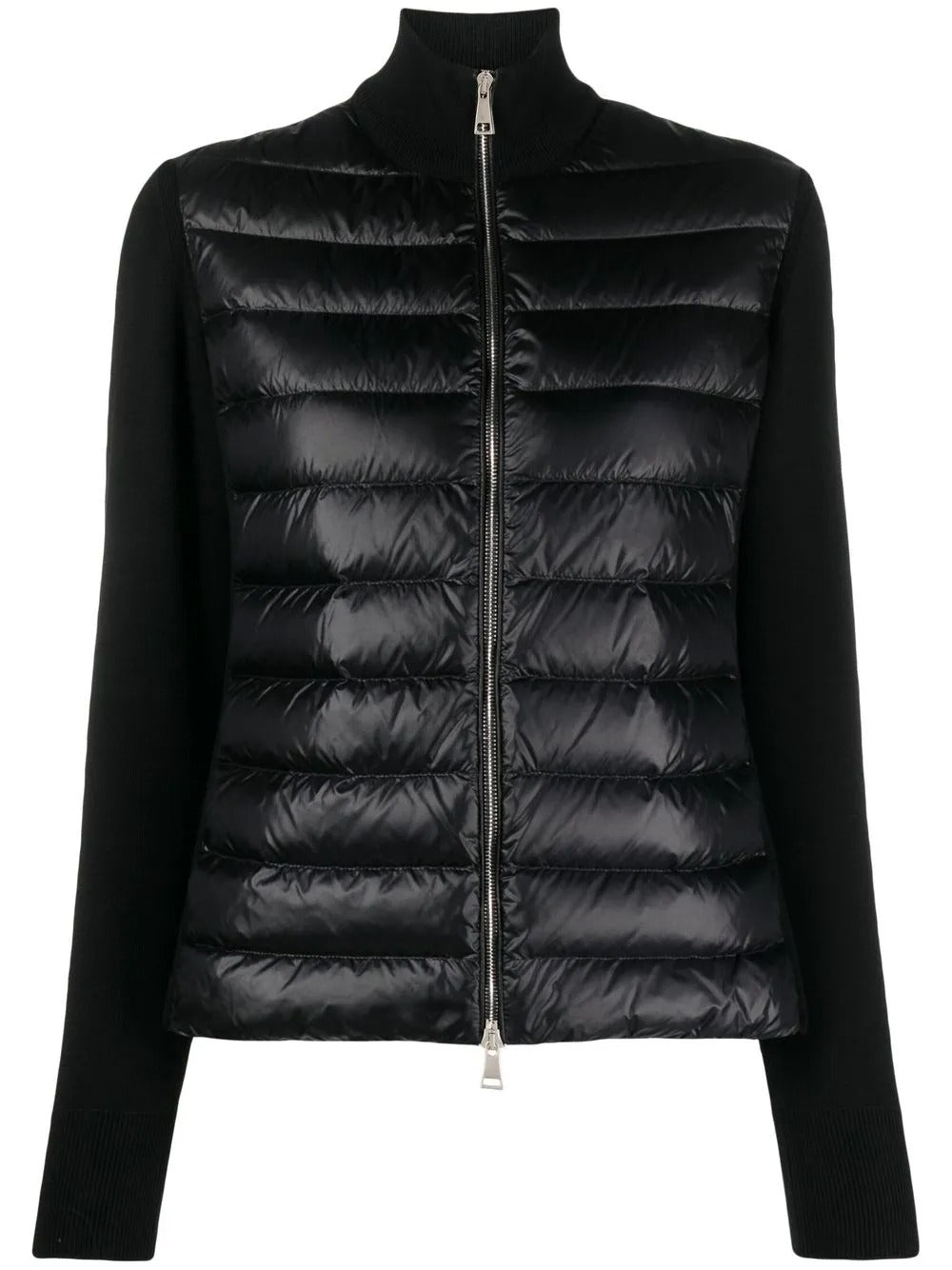Padded wool zip-up cardigan