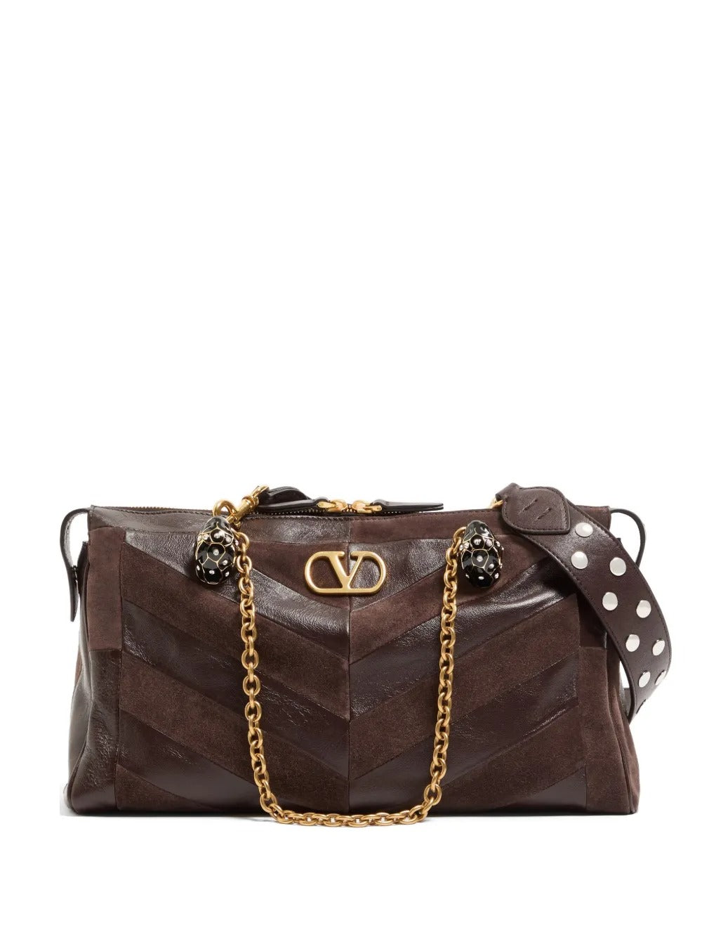 Panthea medium shoulder bag in suede and nappa with chevron motif