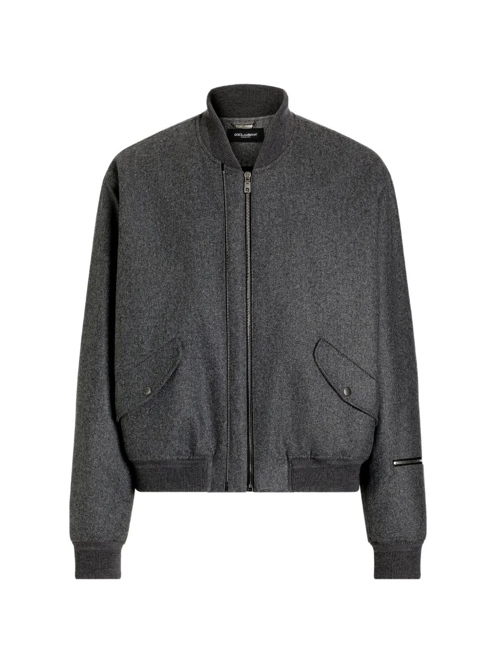 Padded wool flannel bomber jacket-DOLCE&GABBANA-Verso