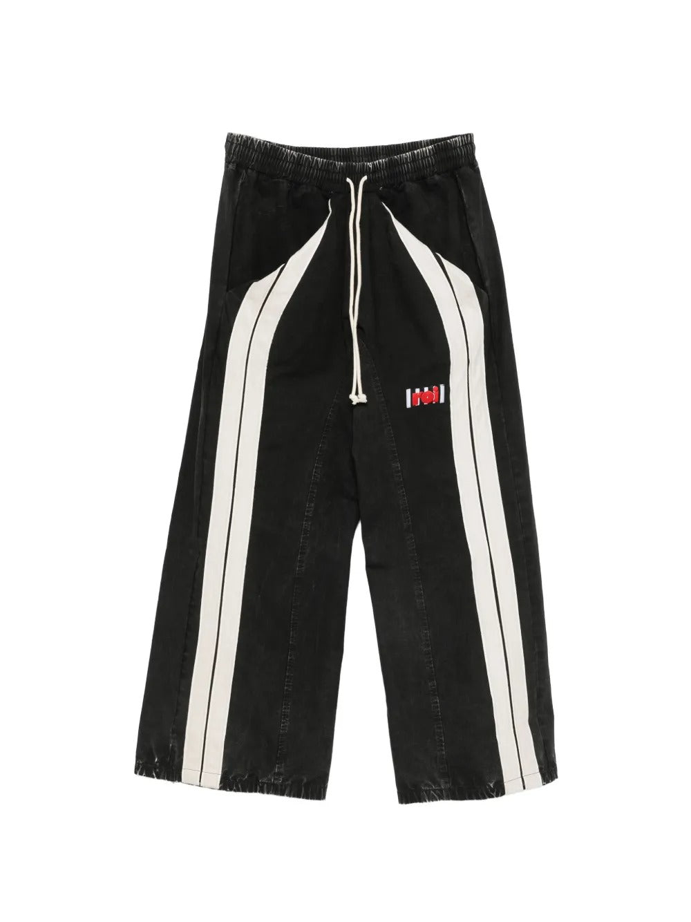 Logo-patch side-stripe cotton track pants
