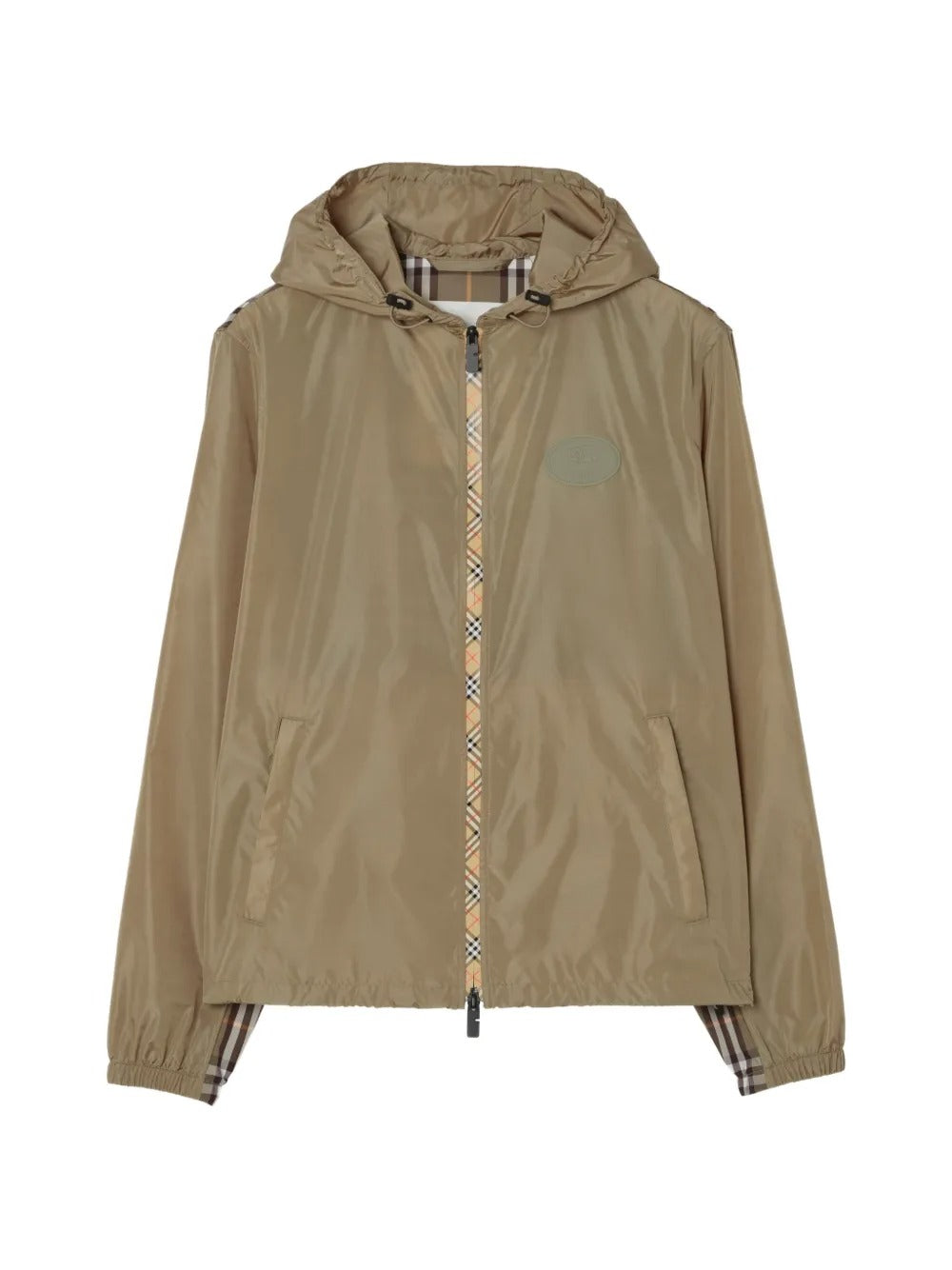 Check-trim nylon hooded jacket-BURBERRY-Verso