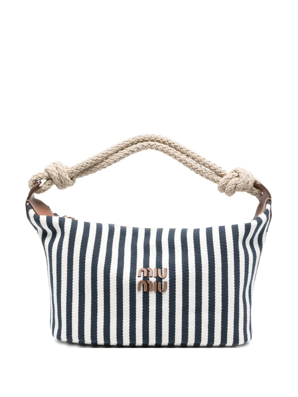 Striped rope-handle tote bag