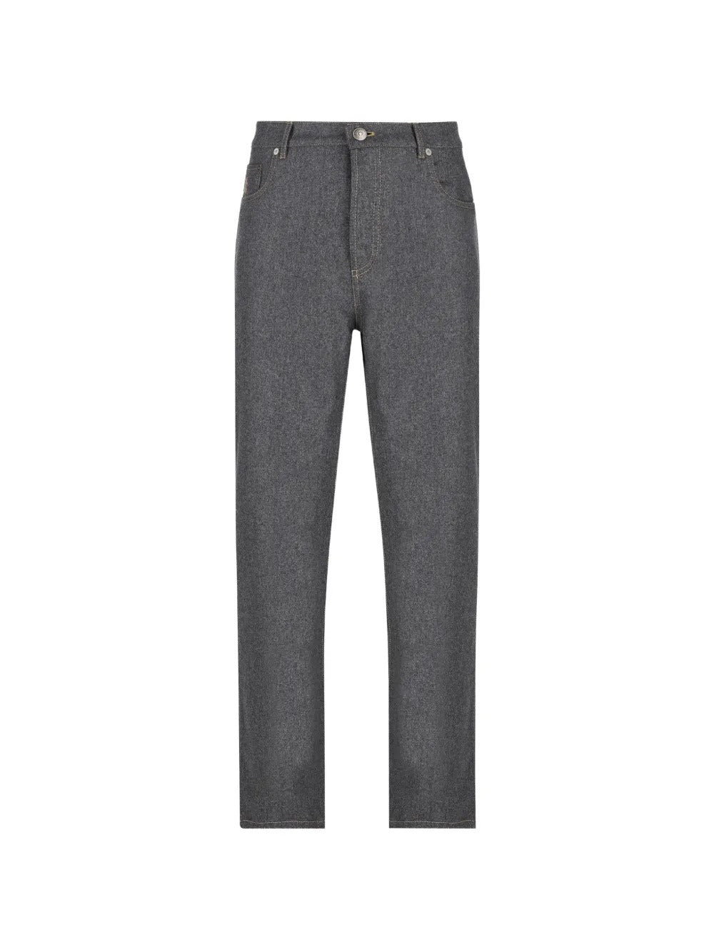 Embroidered-logo straight-leg trousers-BRUNELLO CUCINELLI-Verso