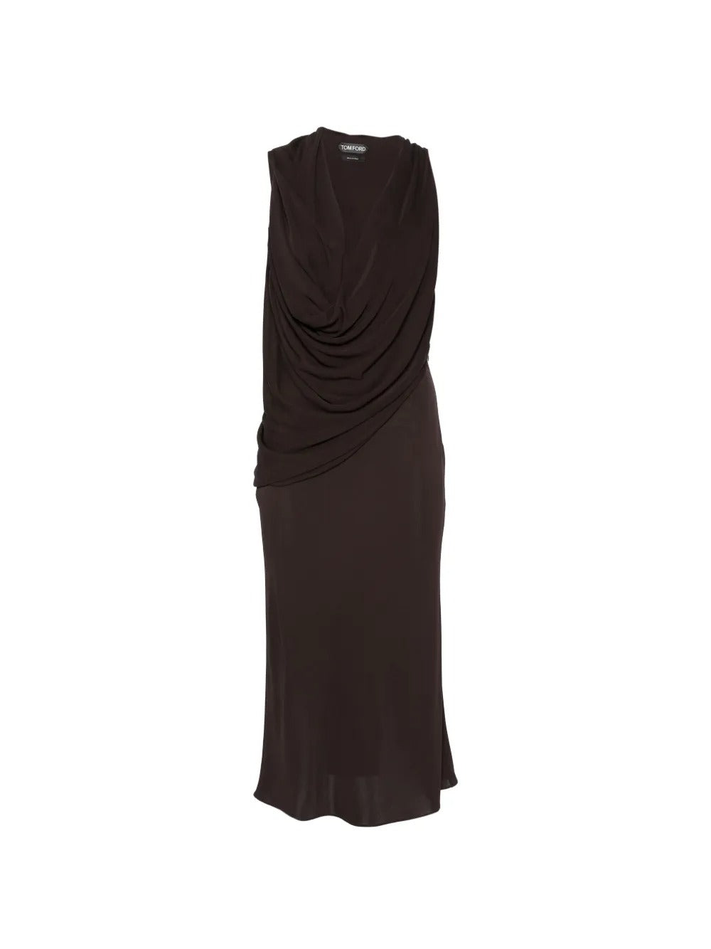 Draped plunging-neck midi dress-TOM FORD-Verso