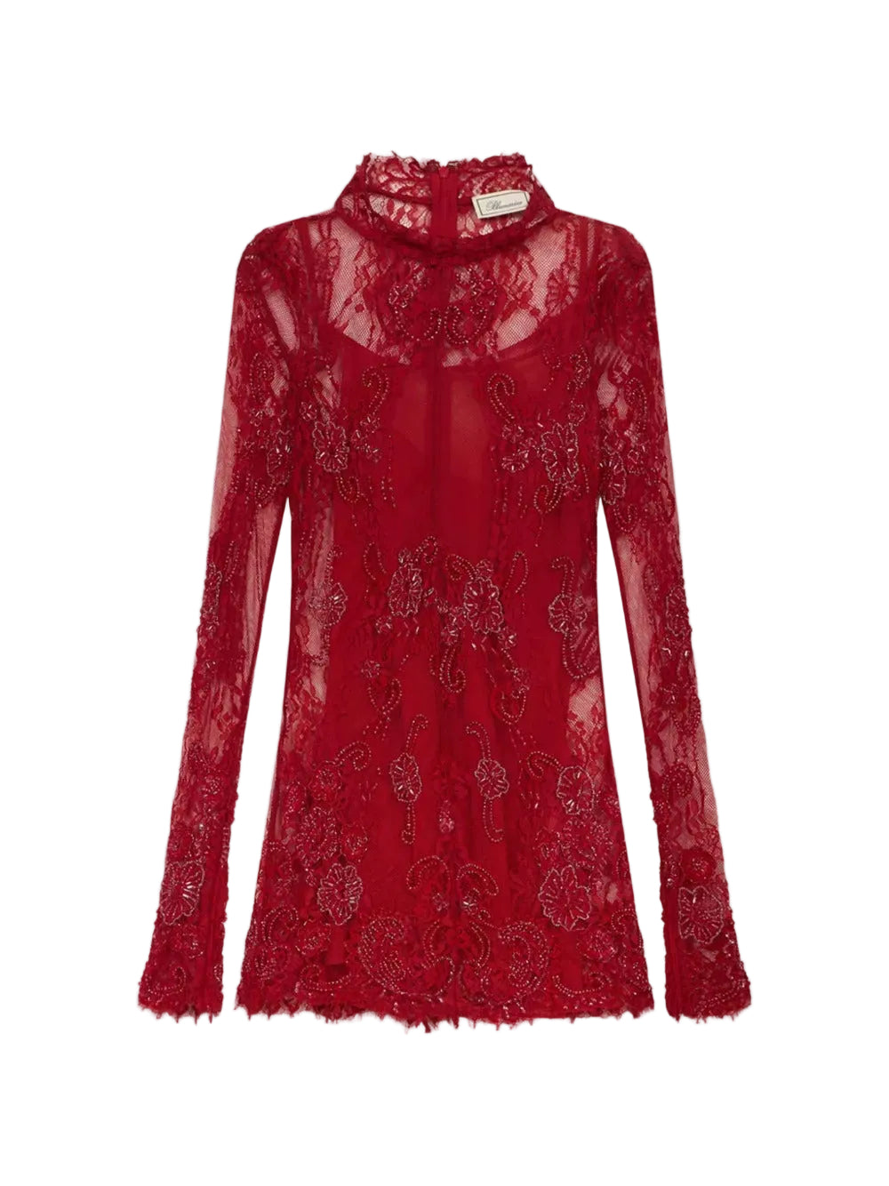 Long-sleeve embroidered mini dress