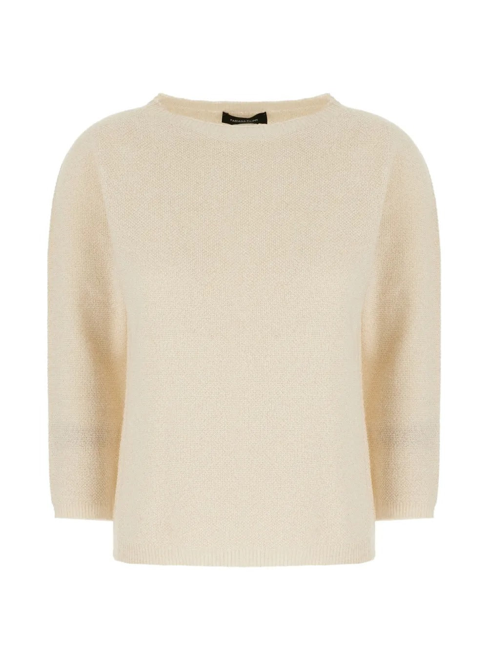 Boat-neck three-quarter-sleeve sweater