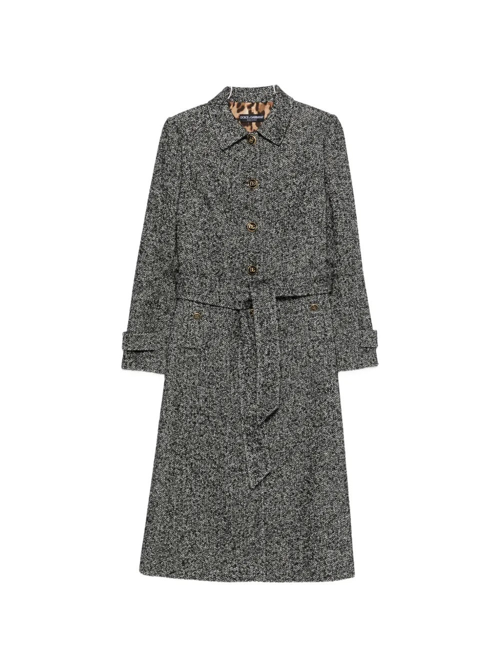 Dolce & gabbana herringbone-pattern belted single-breasted coat-DOLCE&GABBANA-Verso