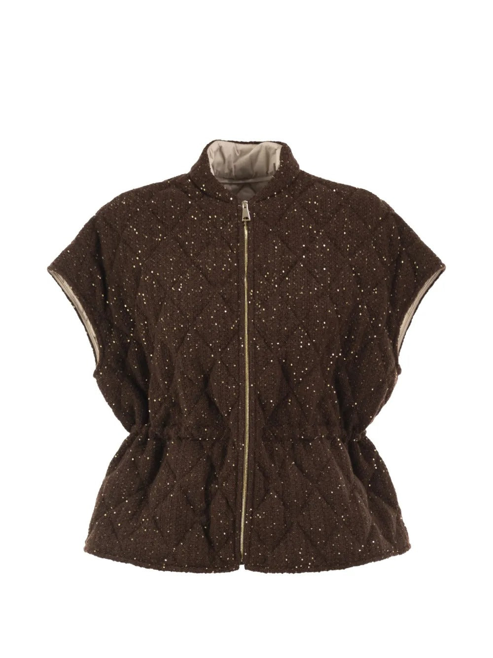 Sequin-embellished quilted gilet