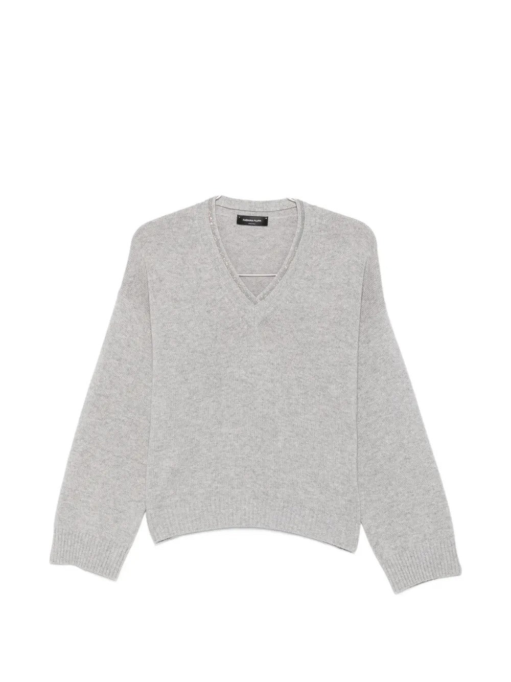 Monili-trimmed v-neck sweater