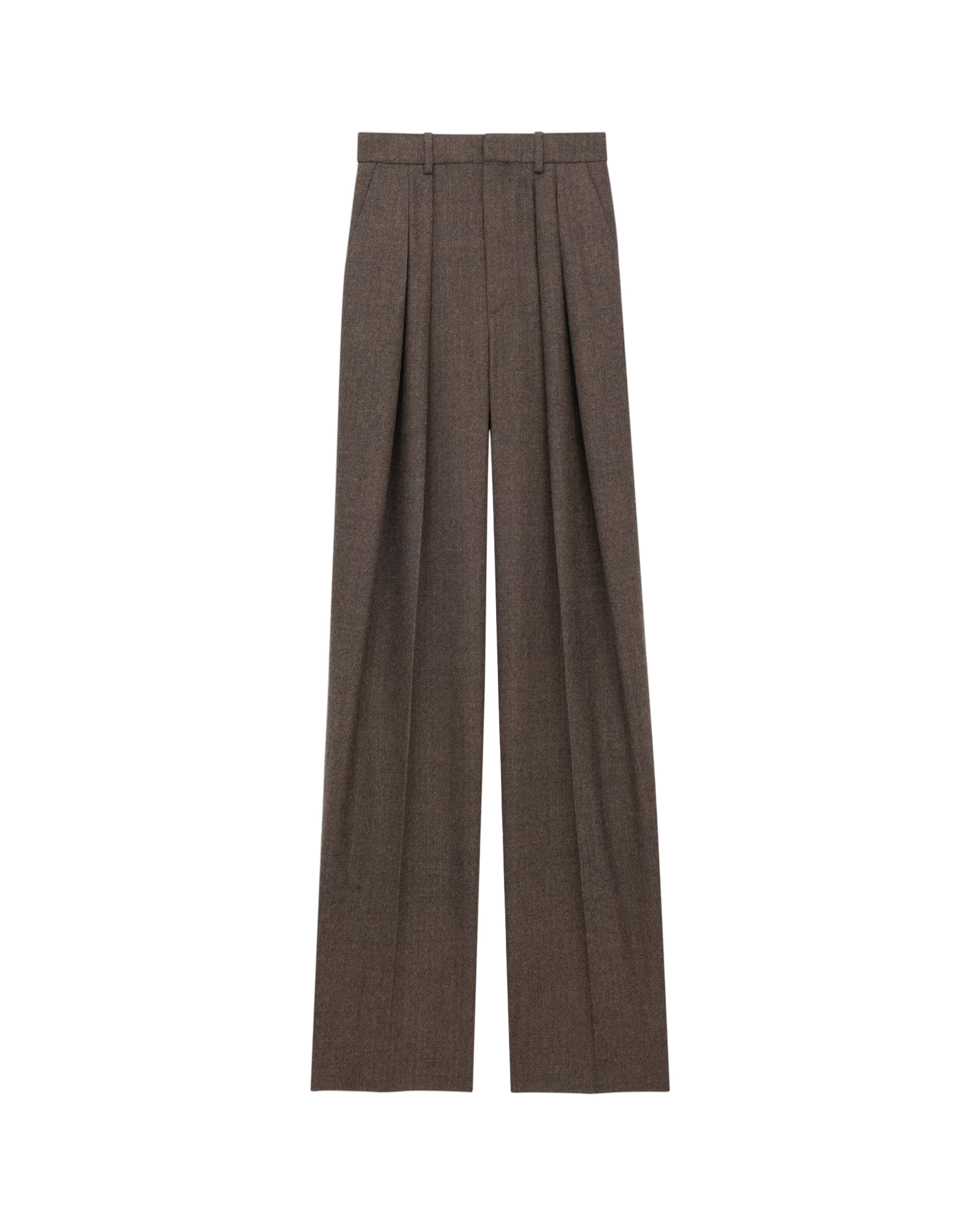 wide-leg pants in herringbone wool