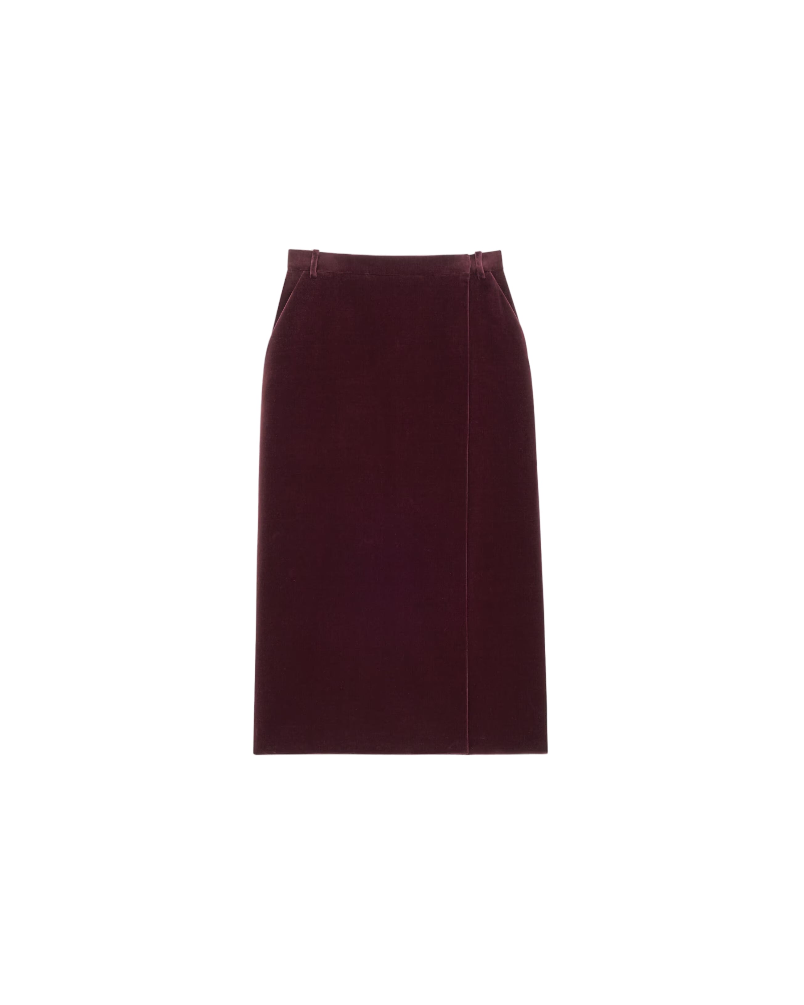 midi wrap skirt in cotton velvet