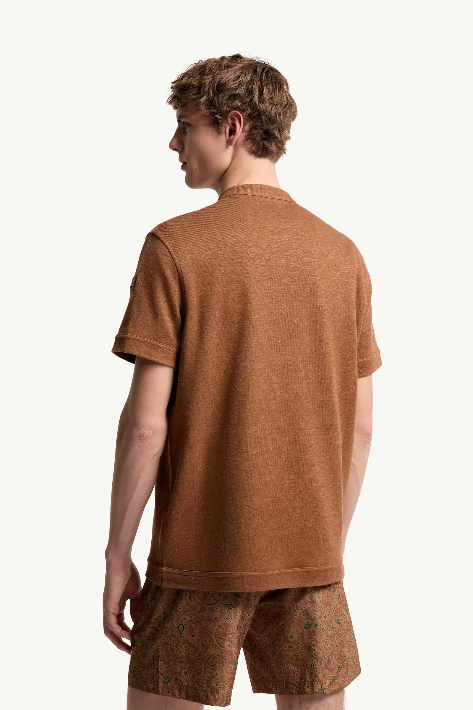 Cotton & linen blend polo shirt-MONCLER-Verso